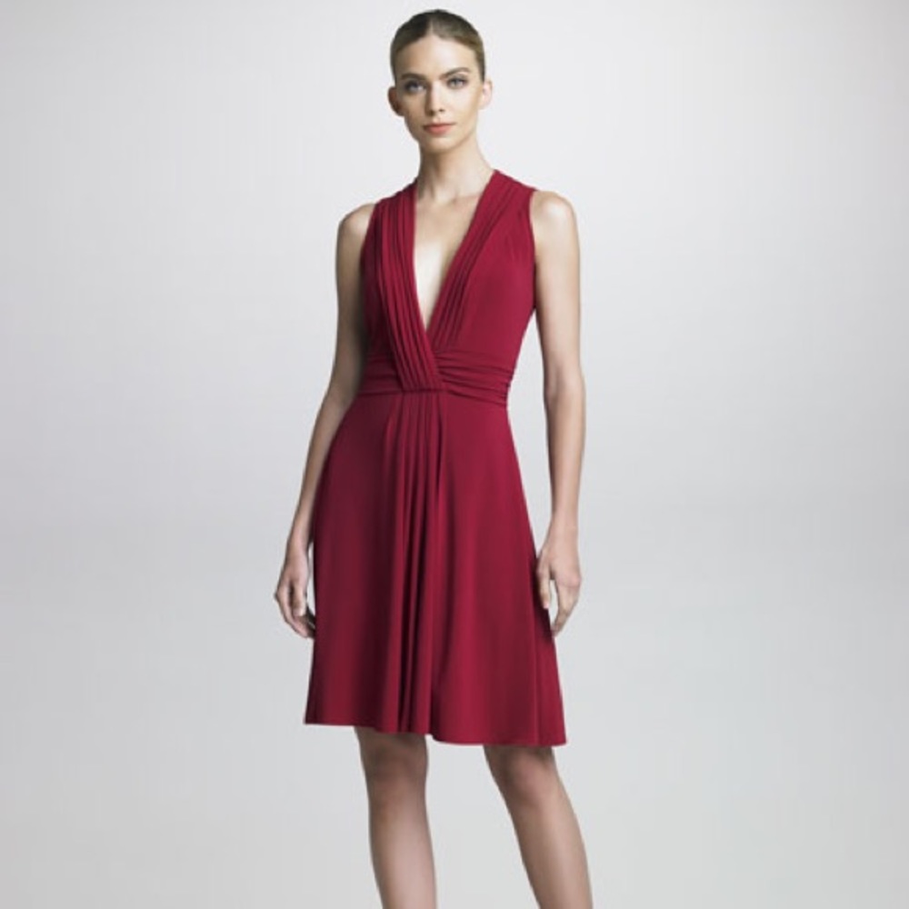 Armani Collezioni Plunging-Neckline Jersey Cocktail Dress